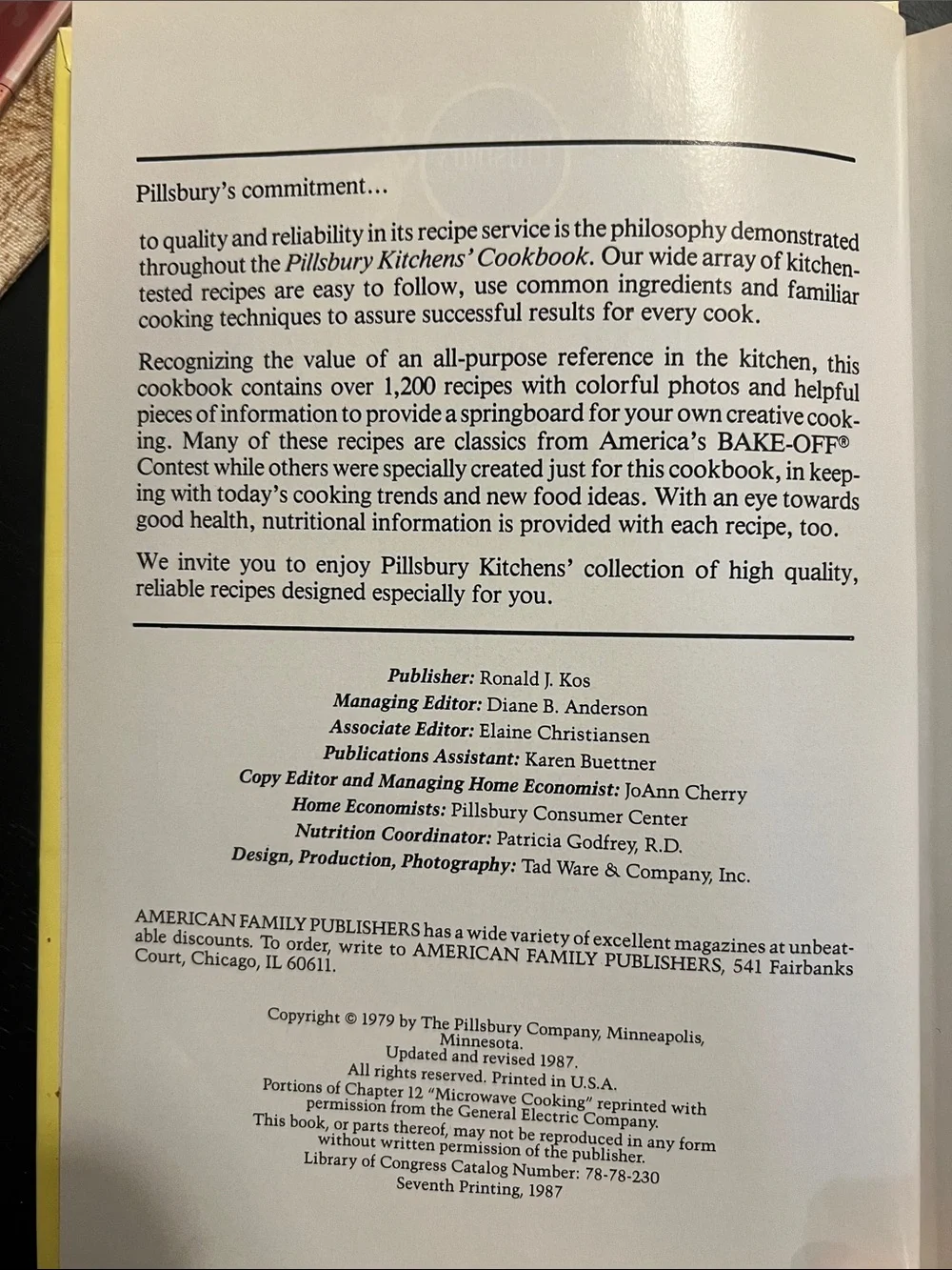 Pillsbury Kitchens' Family Cookbook - Yellow Cover